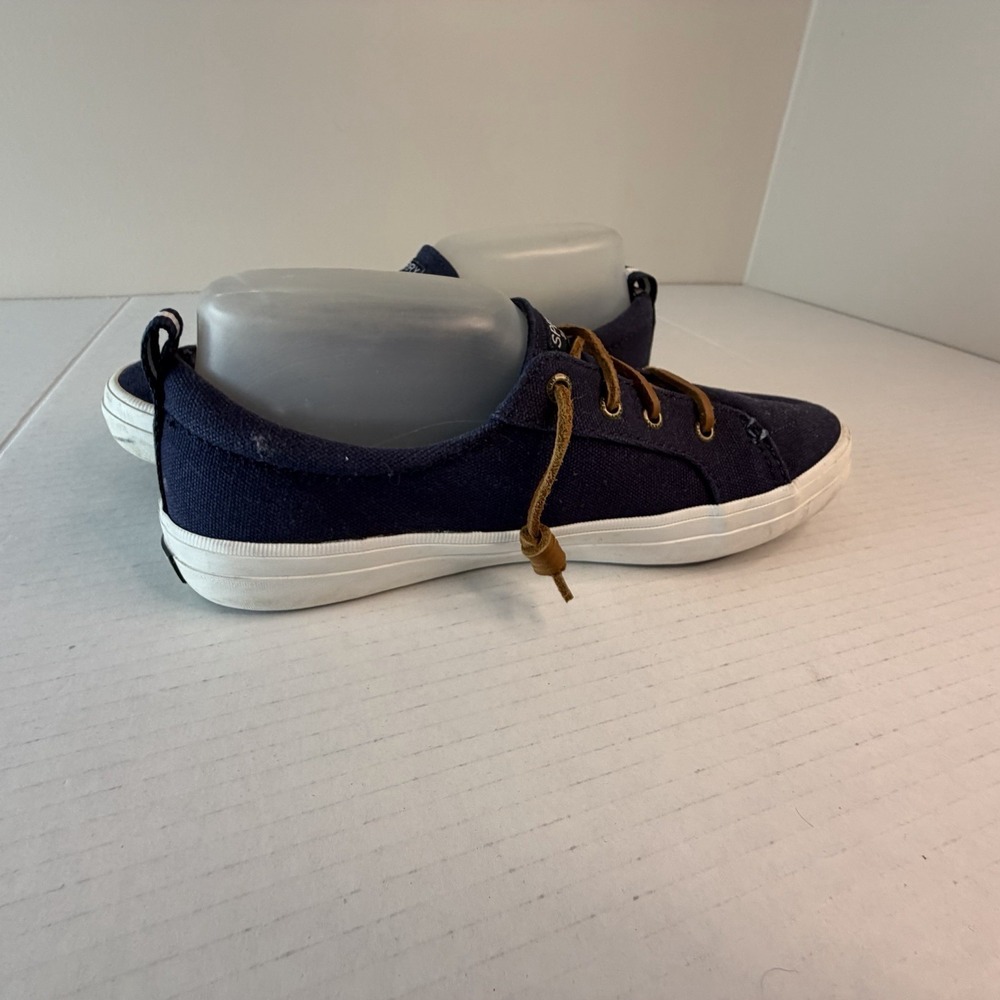 Sperry Blue Canvas Boat Shoes Memory Foam Leather Laces Women's Size 8.5W - Picture 7 of 11